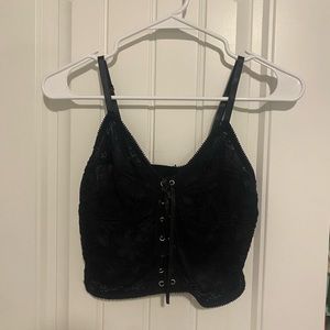 BLACK CROPPED CORSET TOP